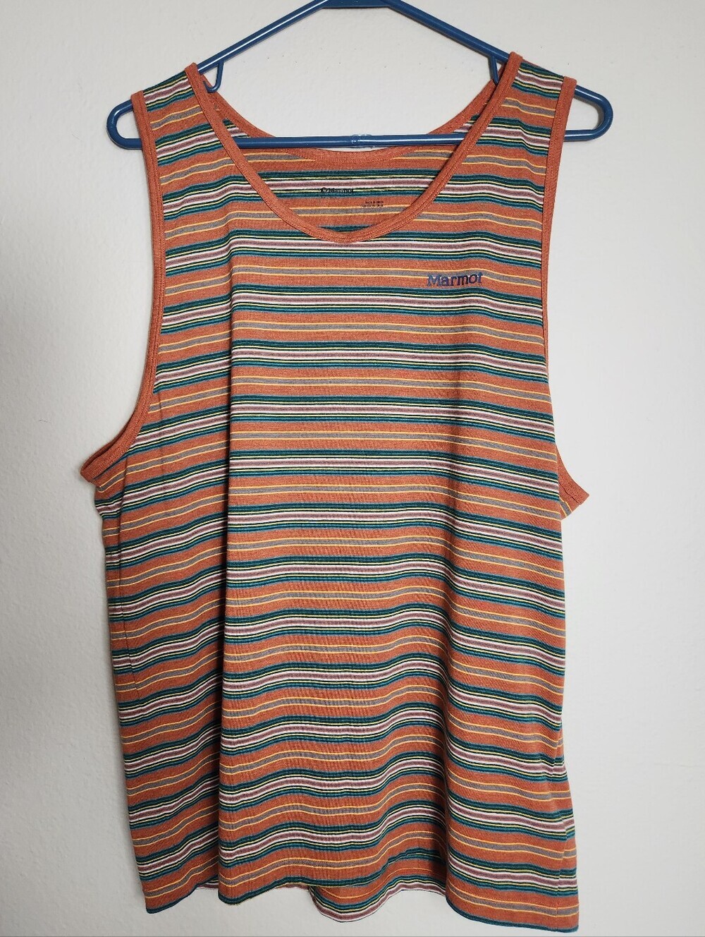 Marmot Mens |L| Orange/Teal Striped Tank Top/Style #N41690